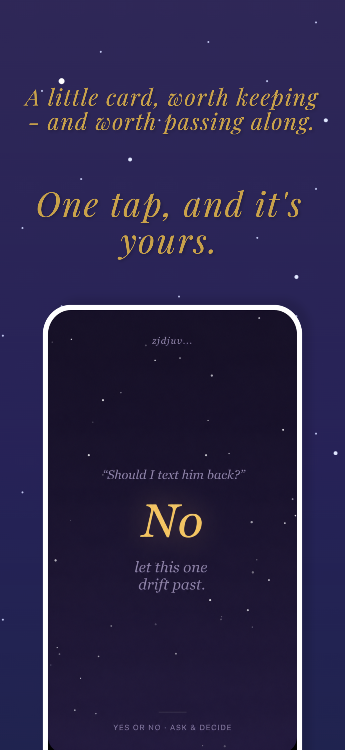 Yes or No: Ask & Decide — A little card, worth keeping and worth passing along